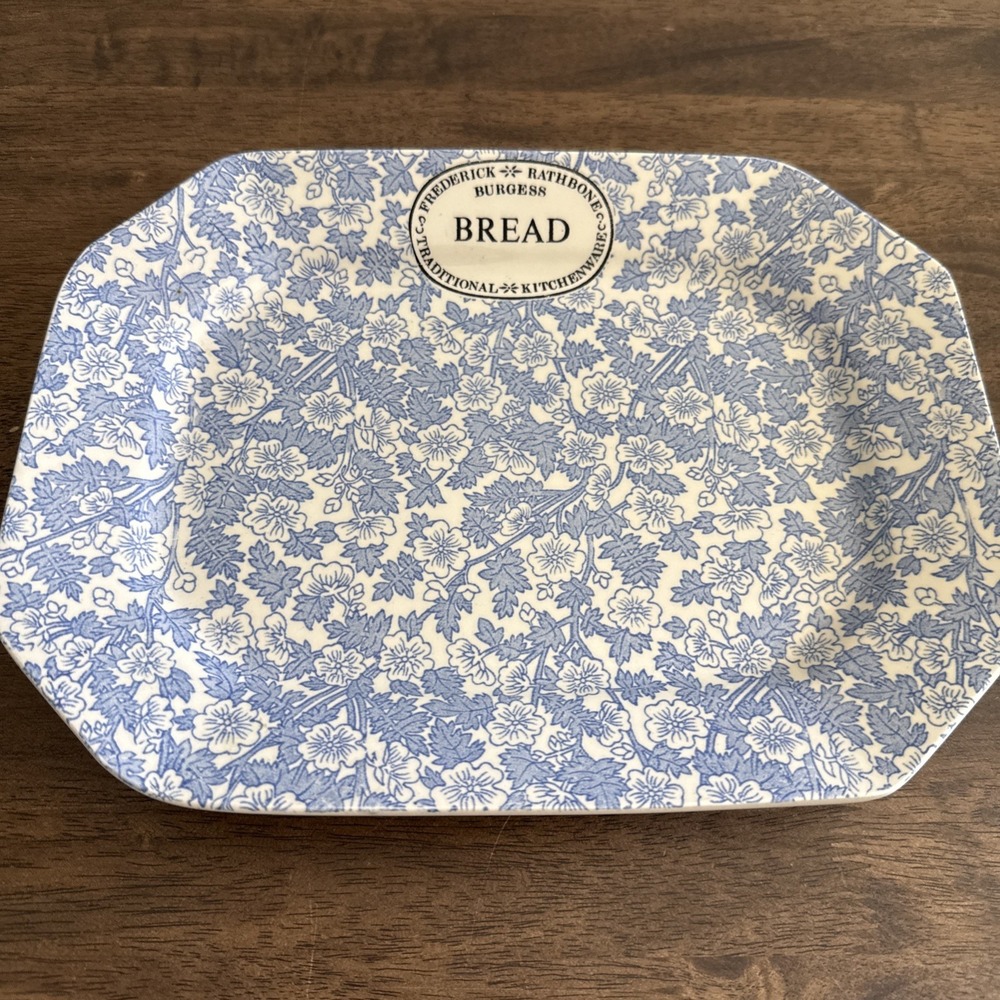 RARE Vintage Frederick Rathbone Burgess Blue & White Chintz Bread Plate England‎